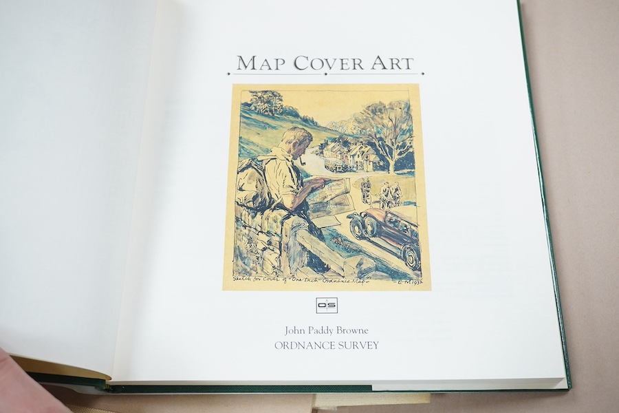 A collection of Ordnance Survey maps, including some early examples laid on canvas, a few ordinance survey related books and guides, an engraved Roman map of Britain dated 1821, and a few other maps. Condition - fair to